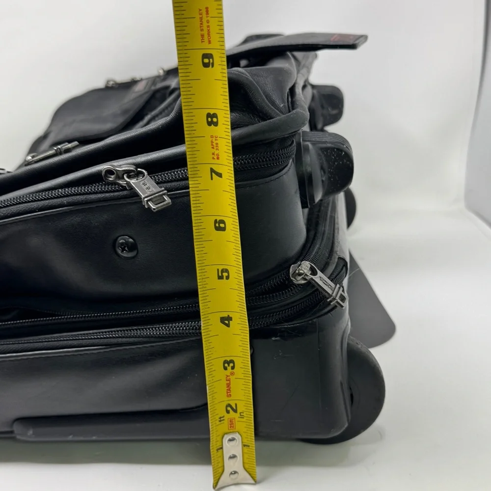 Tumi Leather 2-Wheeler Expandable Leather Laptop Briefcase #96003D4 Black